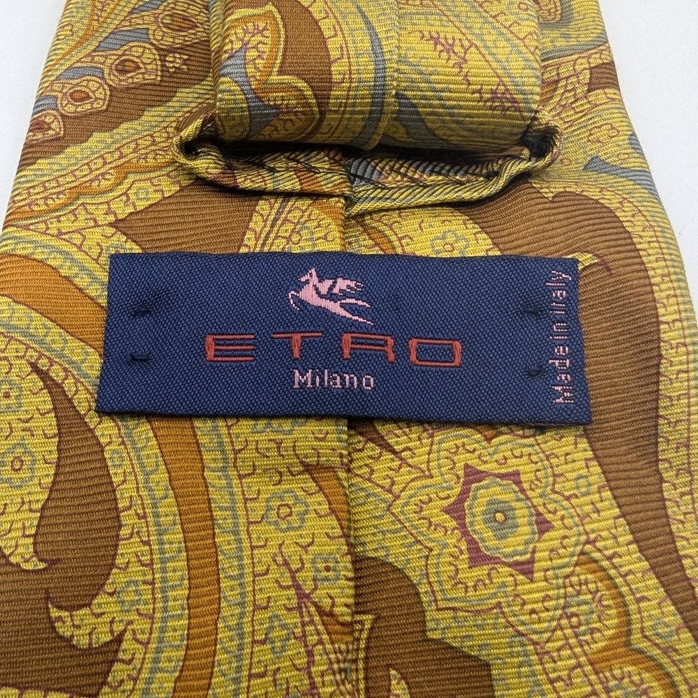 ETRO Tie Necktie 100% Silk Paisley Pattern Multicolor Designer Luxury - Picture 3 of 4